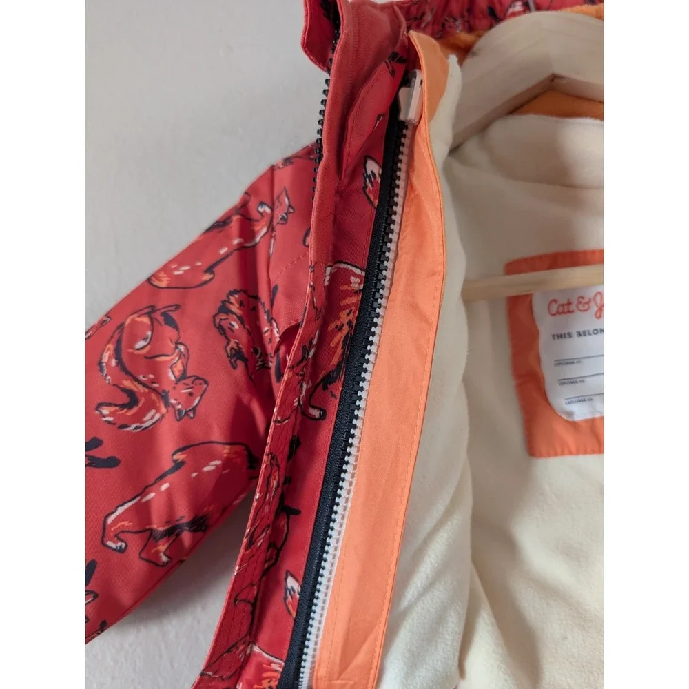 Cat & Jack‎ Toddler 3-in-1 Puffer Jacket Set Orange Woodland Animals Child 12m